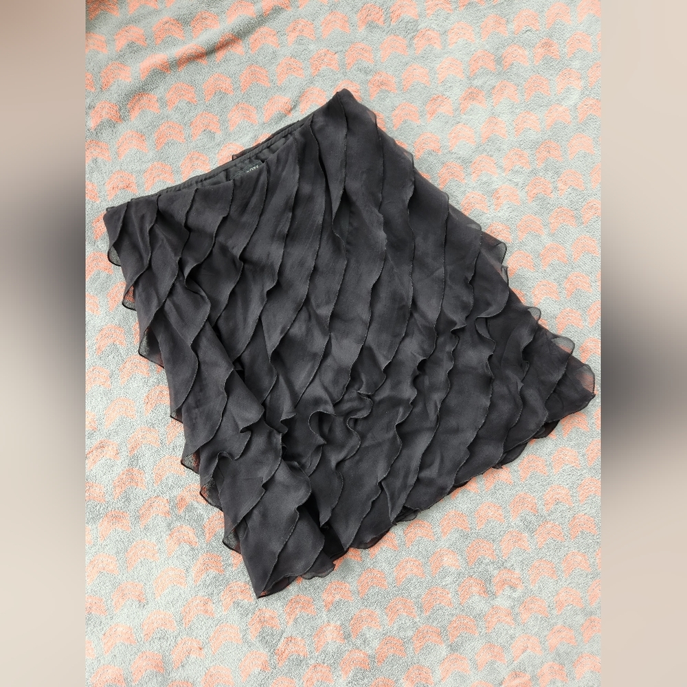 Talbots Black Silk Ruffle Skirt Size 8